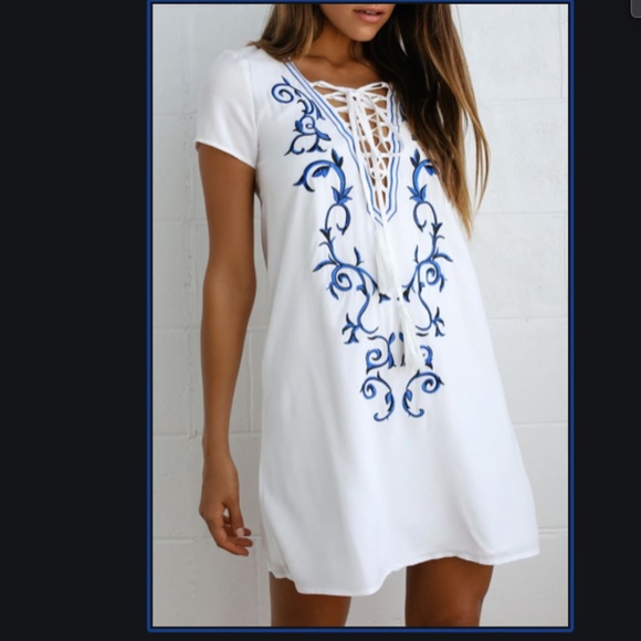 Lulus Down in Kokomo Ivory Embroidered Shift Dress - Picture 2 of 7